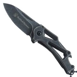 Smith & Wesson Keychain Folder Knife, Black/Stonewash Blade