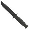 KA-BAR 1257 Short Knife, Clip Point Combo Edge, Kraton G Handle, Leather Sheath