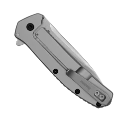 Kershaw Stainless Steel Outcome Assisted Flipper Knife, Stonewashed Drop Point Blade -Zero Tolerance Shop 2044 back closed web 15542.1676559409
