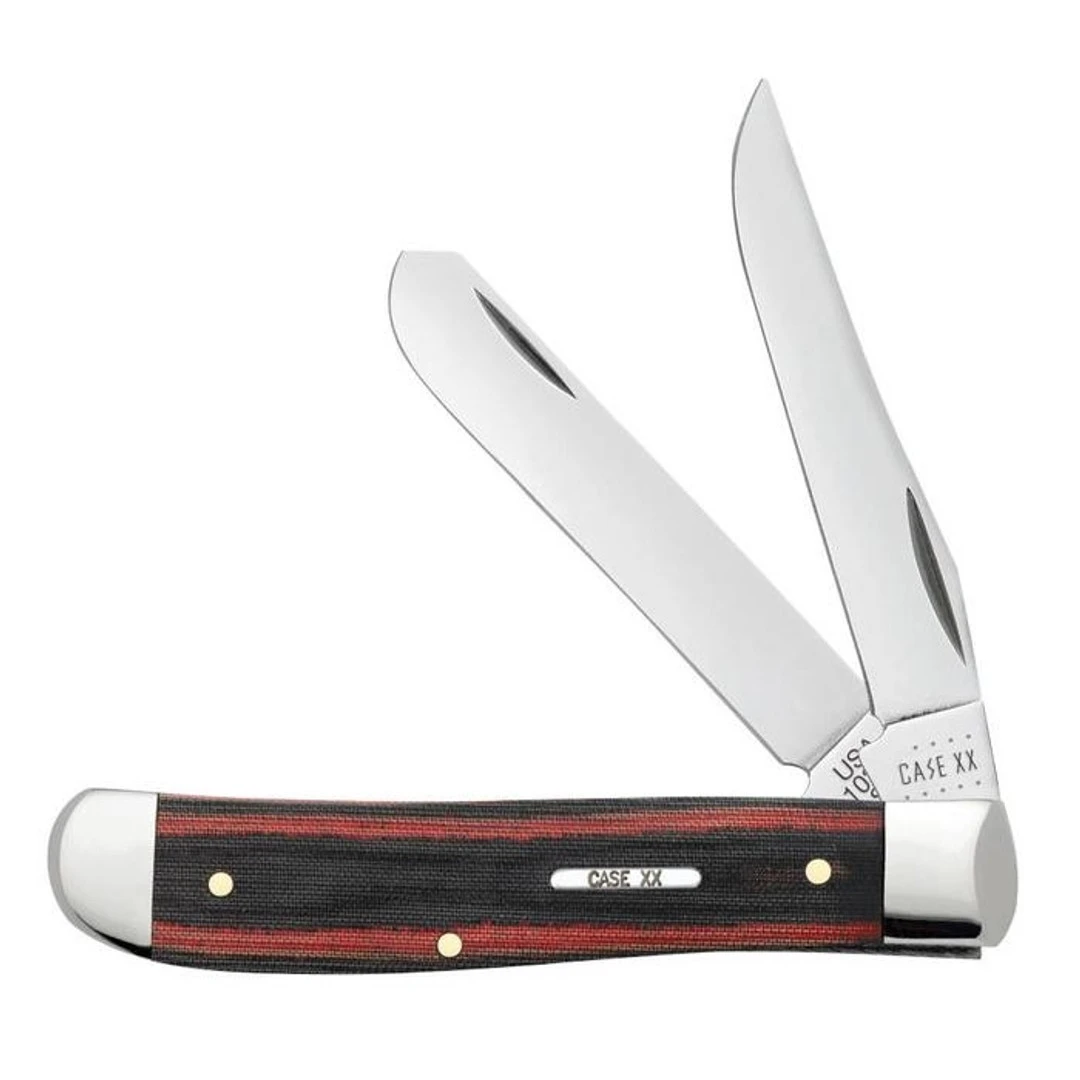 Case Black Red Micarta Smooth Mini Trapper Knife 3 Case Black Red Micarta Smooth Mini Trapper Knife