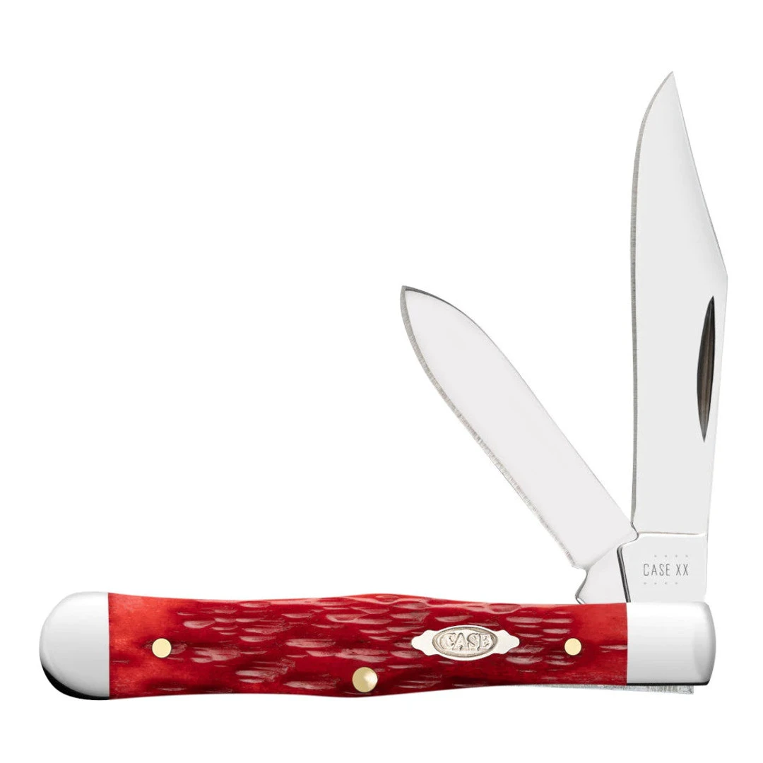 Case Dark Red Bone Small Swell Center Jack Knife, Polish Blade 3 Case Dark Red Bone Small Swell Center Jack Knife, Polish Blade