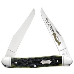 Case Pocket Worn Olive Green Bone Peach Seed Jig Muskrat Knife