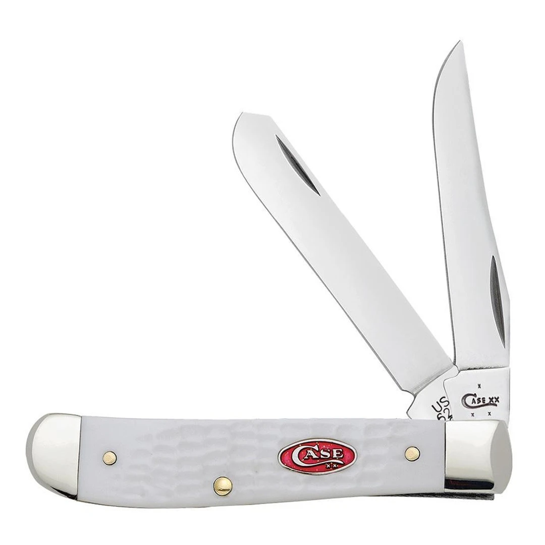 Case Mini Trapper White Synthetic Folder Knife, Satin Blades 3 Case Mini Trapper White Synthetic Folder Knife, Satin Blades