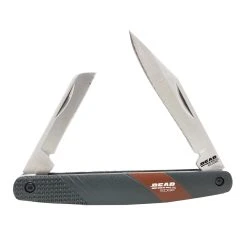 Bear Edge 2-Blade Pen Slip-Joint Folder Knife, Satin Blades