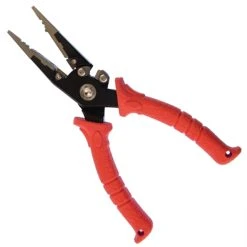 Bubba Blade Red 8.5" Fishing Pliers, Dark Grey/Black Jaws