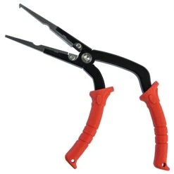 Bubba Blade Red 6.5" Pistol Grip Fishing Pliers, Dark Grey/Black Jaws