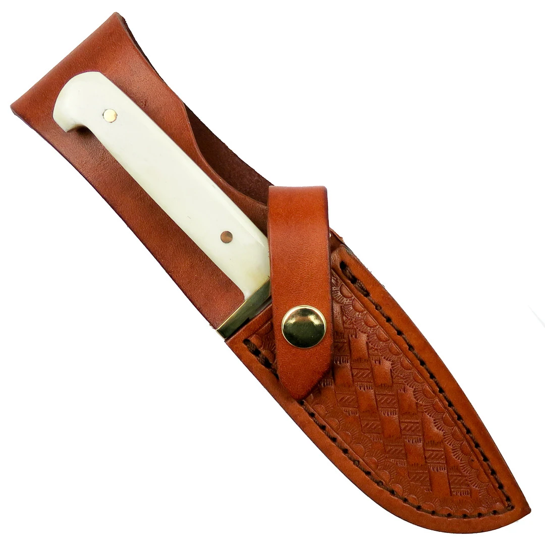 Bear & Son Baby Bowie, Smooth White Bone With Leather Sheath 4 Bear & Son Baby Bowie, Smooth White Bone With Leather Sheath - Image 2