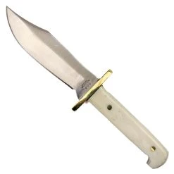Bear & Son Baby Bowie, Smooth White Bone With Leather Sheath