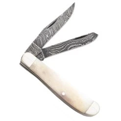 Bear & Son White Smooth Bone Mini Trapper Folder Knife, Satin Blade
