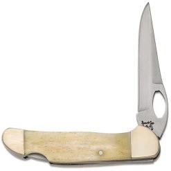 Bear & Son White Smooth Bone Lockback Knife, Satin Blade