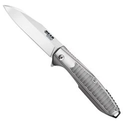 Bear Edge Stainless Steel Flipper Knife, Reverse Tanto Blade