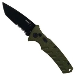 Boker Plus 01BO403 OD Green Strike Tanto Auto Knife, AUS-8 Black Combo Blade