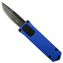 Boker Plus Exclusive Blue USB OTF Auto Knife, Black Stonewash D2 Blade