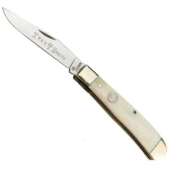 Boker Traditional Series 2.0 Smooth White Bone Trapper Knife, D2 Satin Blades