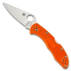 Spyderco Orange Delica 4 Folder Knife, VG-10 Satin Blade