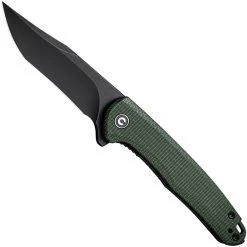CIVIVI Green Mini Sandbar Linerlock Flipper Knife, Stonewash Recurve Blade