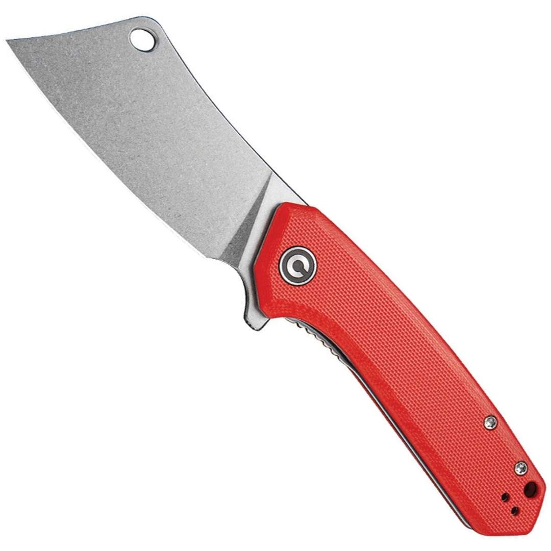 CIVIVI Red G10 Mini Mastodon Flipper Knife , Stonewash Cleaver Blade 3 CIVIVI Red G10 Mini Mastodon Flipper Knife , Stonewash Cleaver Blade