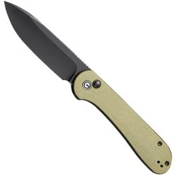 CIVIVI Olive Micarta Button Lock Elementum Knife, Black Stonewash Blade