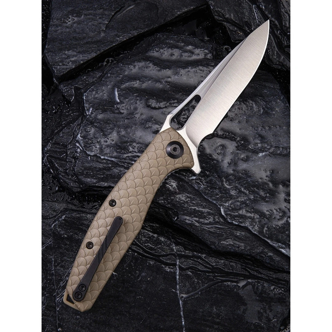 CIVIVI Tan Wyvern Flipper Knife, Satin D2 Blade 4 CIVIVI Tan Wyvern Flipper Knife, Satin D2 Blade - Image 2