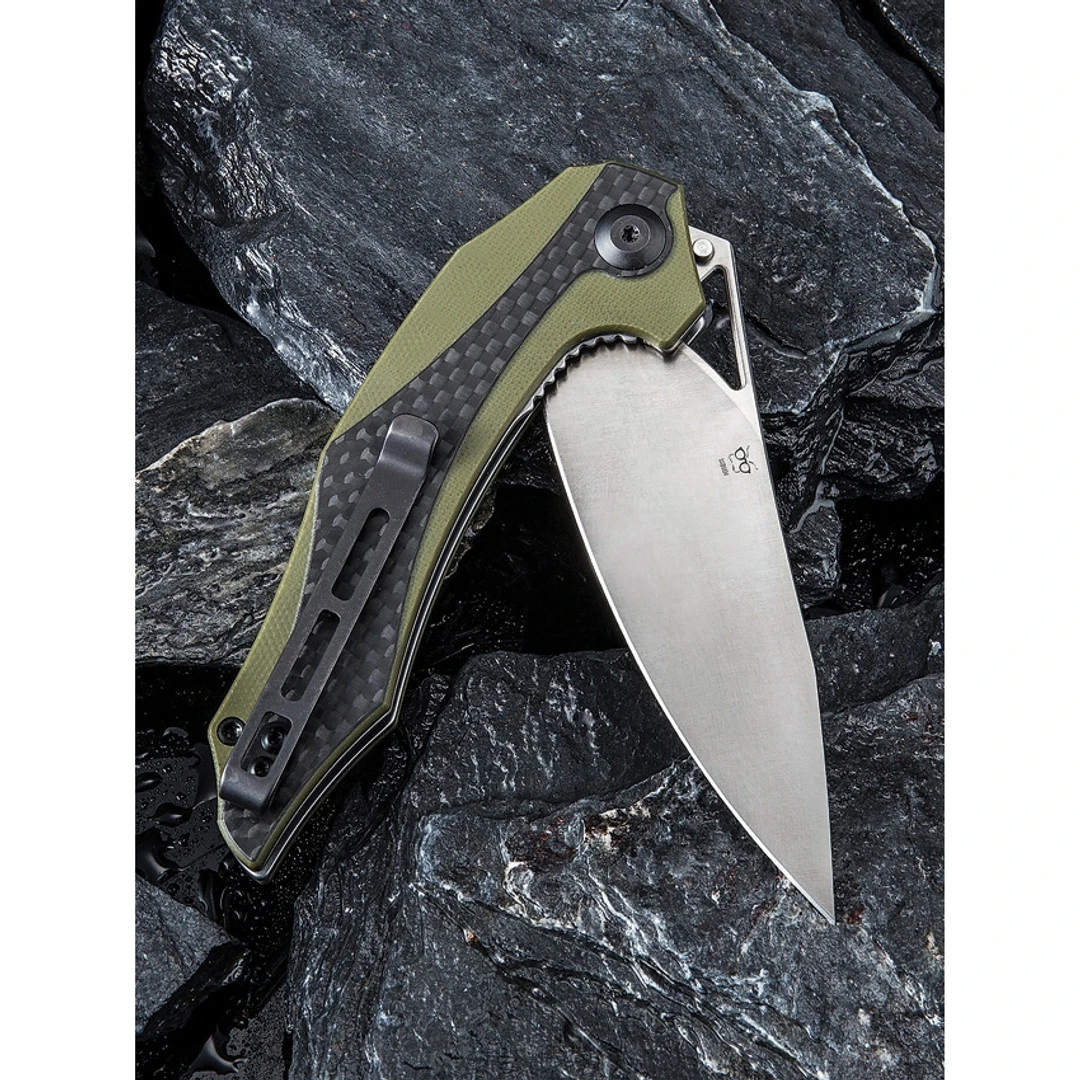 CIVIVI OD Green G10/Carbon Fiber Plethiros Flipper Knife, Satin D2 Blade 4 CIVIVI OD Green G10/Carbon Fiber Plethiros Flipper Knife, Satin D2 Blade - Image 2
