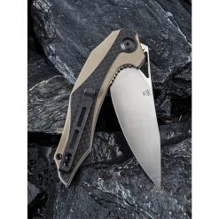CIVIVI Tan G10/Carbon Fiber Plethiros Flipper Knife, Satin D2 Blade -Zero Tolerance Shop CIVC904ab 90340.1611341312