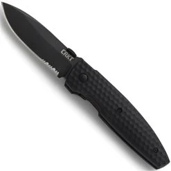 CRKT 1221K AUX Folder Knife, Black Combo Blade