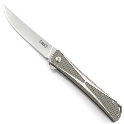 CRKT 7530 Dark Grey/Silver Crossbones Flipper Knife, AUS-8 Satin Blade