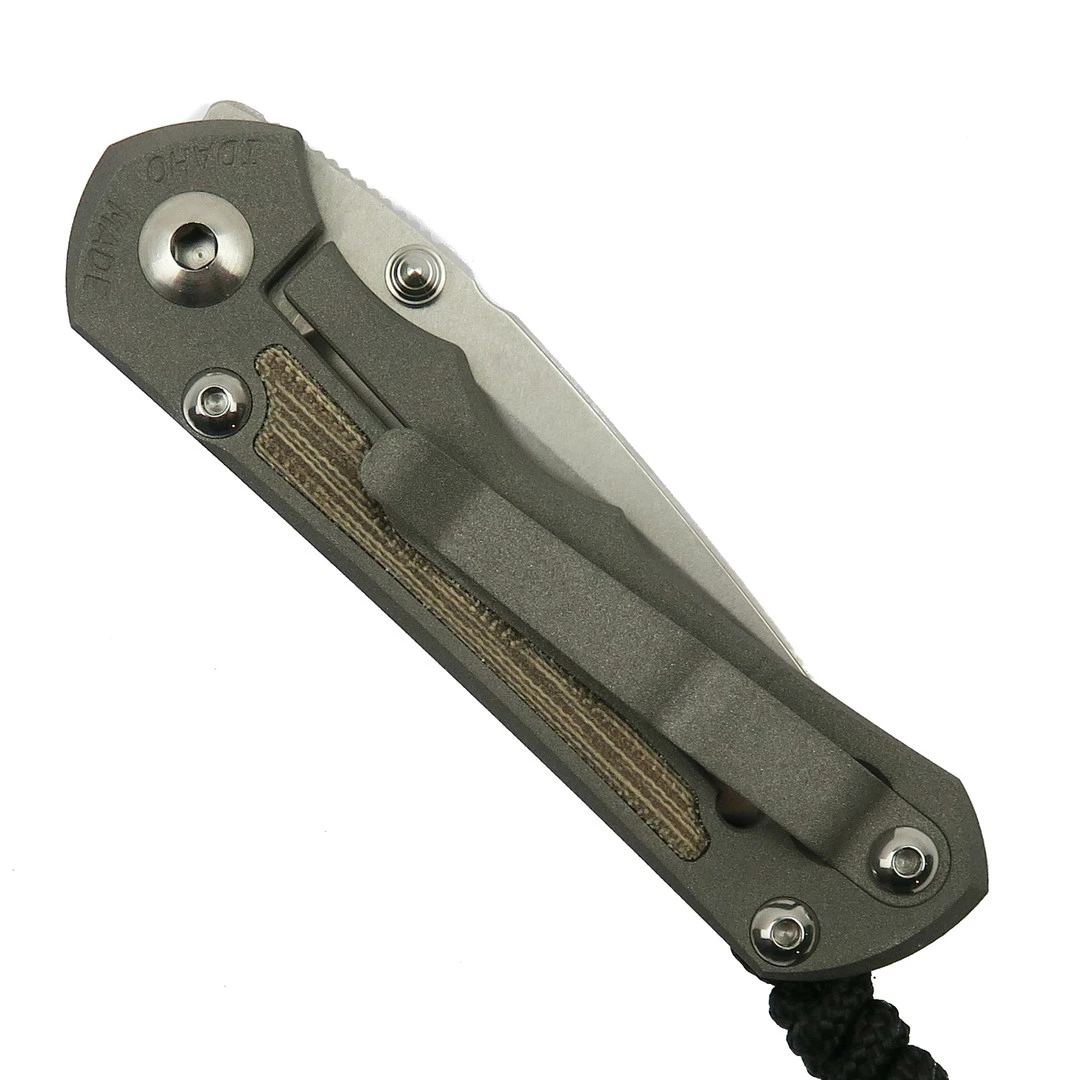 Chris Reeve SIN-1014 Natural Micarta Small Inkosi Titanium Folder Knife, CPM-S45VN Stonewash Drop Blade 4 Chris Reeve SIN-1014 Natural Micarta Small Inkosi Titanium Folder Knife, CPM-S45VN Stonewash Drop Blade - Image 2