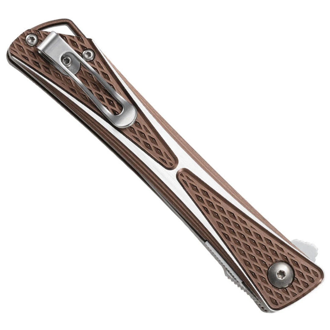 CRKT Bronze Aluminum Crossbones Flipper Knife, AUS-8 Satin Blade 4 CRKT Bronze Aluminum Crossbones Flipper Knife, AUS-8 Satin Blade - Image 2