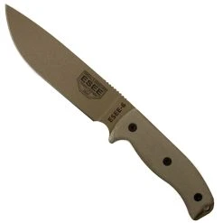 ESEE Knives 6P Fixed Blade Knife, Dark Earth Blade, Canvas Micarta Handle