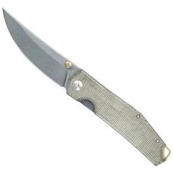 GiantMouse ACE Clyde Green Canvas And Brass Folding Knife, Stonewash Blade