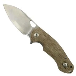 GiantMouse ACE Biblio Natural Canvas Micarta Folding Knife, Stonewash Blade