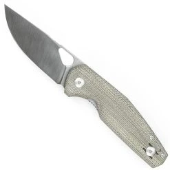 GiantMouse ACE Nimbus V2 Green Canvas Micarta Folding Knife, Satin Blade