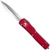 Microtech Red UTX70 OTF Knife, Double Edge Stonewash Finish