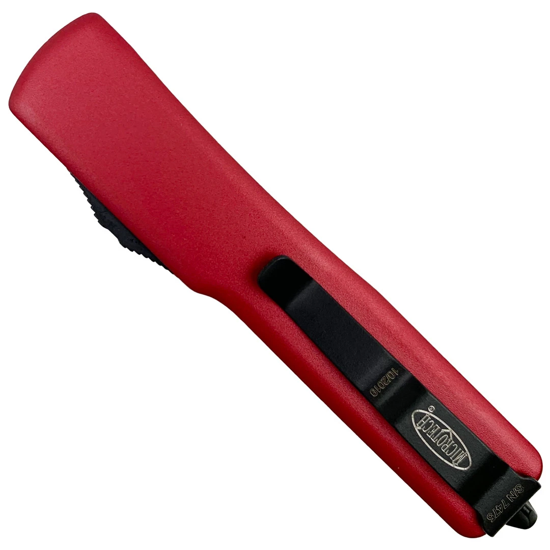 Microtech Red UTX70 OTF Knife, Double Edge Black Plain Blade 4 Microtech Red UTX70 OTF Knife, Double Edge Black Plain Blade - Image 2