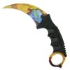 Gear Spool The Archimedes Claw Karambit, Yellow, Blue Mix Blade