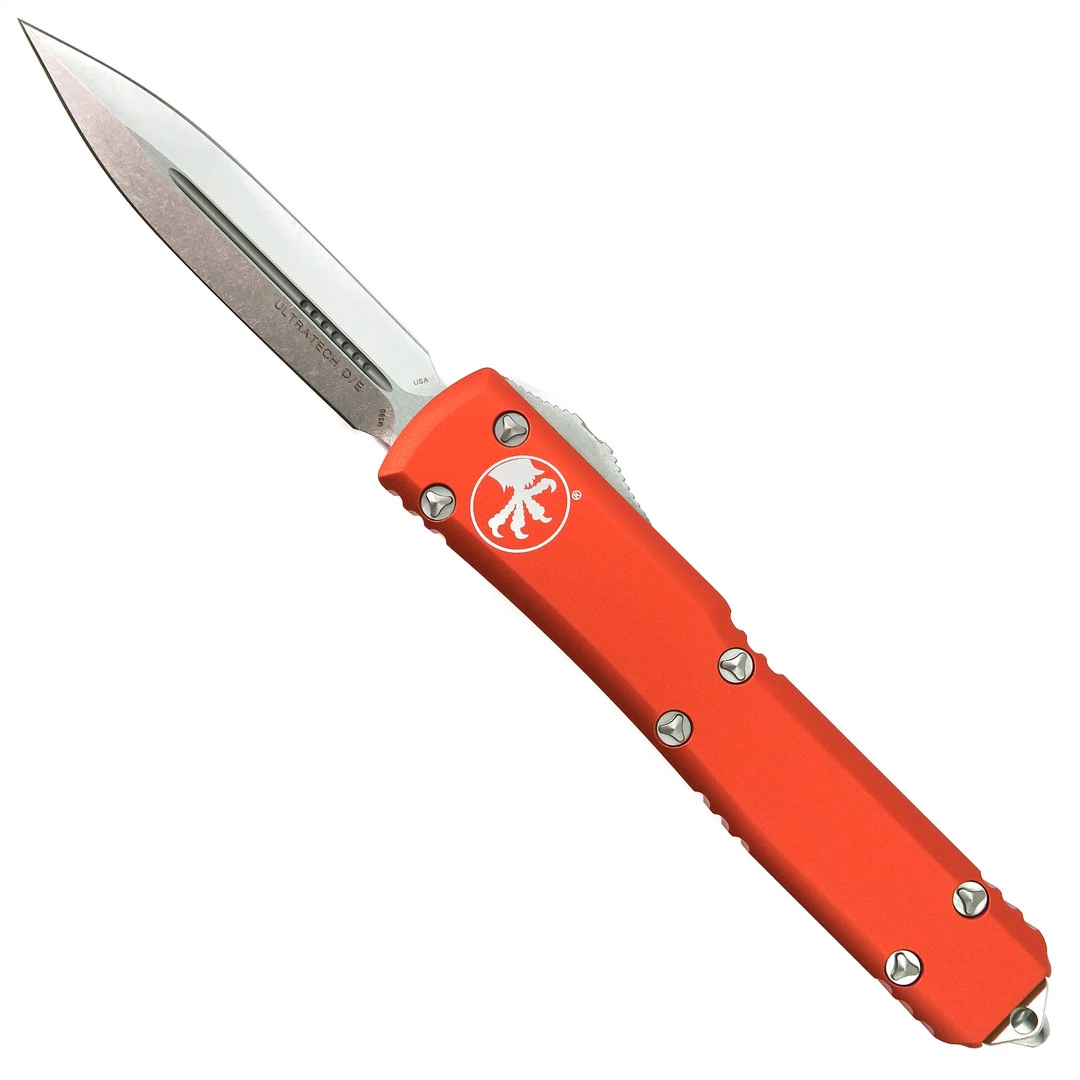 Microtech 122-10OR Orange Contoured Ultratech D/E OTF Auto Knife, Double Edge Stonewash Blade 3 Microtech 122-10OR Orange Contoured Ultratech D/E OTF Auto Knife, Double Edge Stonewash Blade