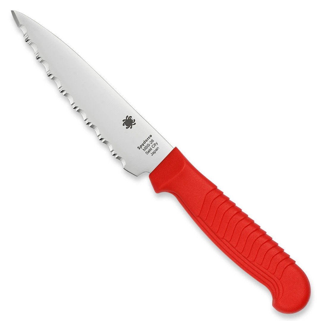 Spyderco Red Paring Knife, 4" SpyderEdge Blade 3 Spyderco Red Paring Knife, 4" SpyderEdge Blade