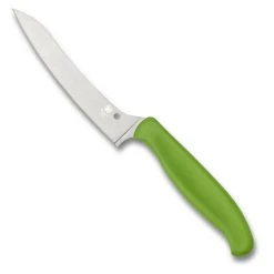 Spyderco Green Z-Cut Offset Kitchen Knife, Pointed Blade