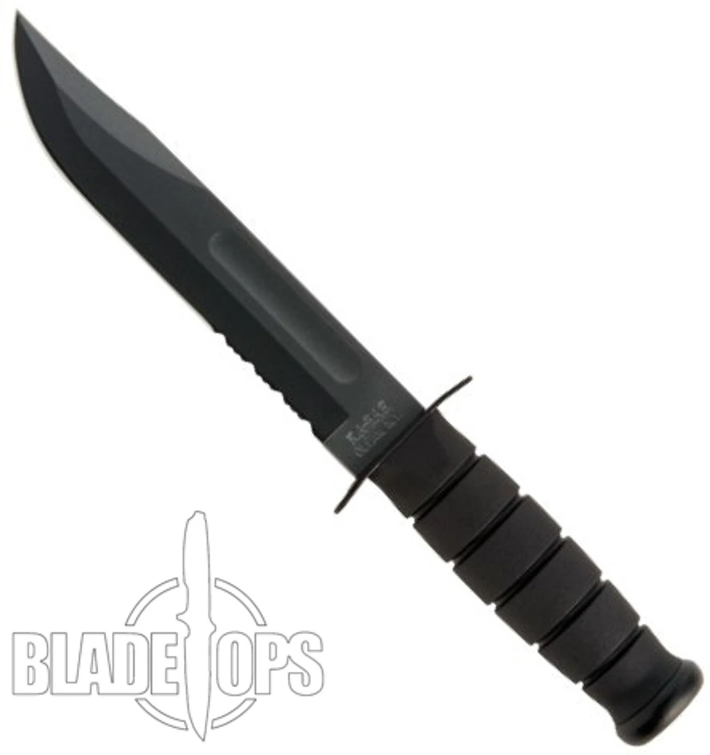 Ka-Bar Full Size Black Combat Knife, Combo Edge Clip Point, Glass Filled Nylon Sheath 4 Ka-Bar Full Size Black Combat Knife, Combo Edge Clip Point, Glass Filled Nylon Sheath - Image 2