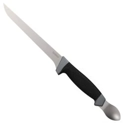 Kershaw 1243SH Black/Dark Grey 7" Fillet Fixed Blade Knife & Spoon, Satin Bade
