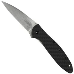 Kershaw 1660CF Leek Carbon Fiber Spring Assist Knife, CPM-154 Stonewash Blade