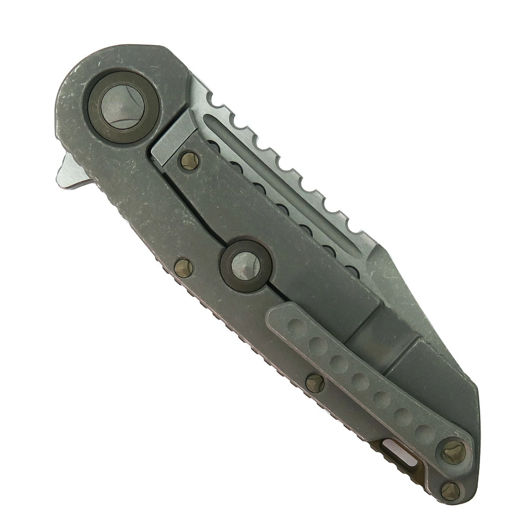 Microtech Marfione Custom Knives Titanium Warhound Flipper Knife, Two Tone Apocalyptic Blade 4 Microtech Marfione Custom Knives Titanium Warhound Flipper Knife, Two Tone Apocalyptic Blade - Image 2