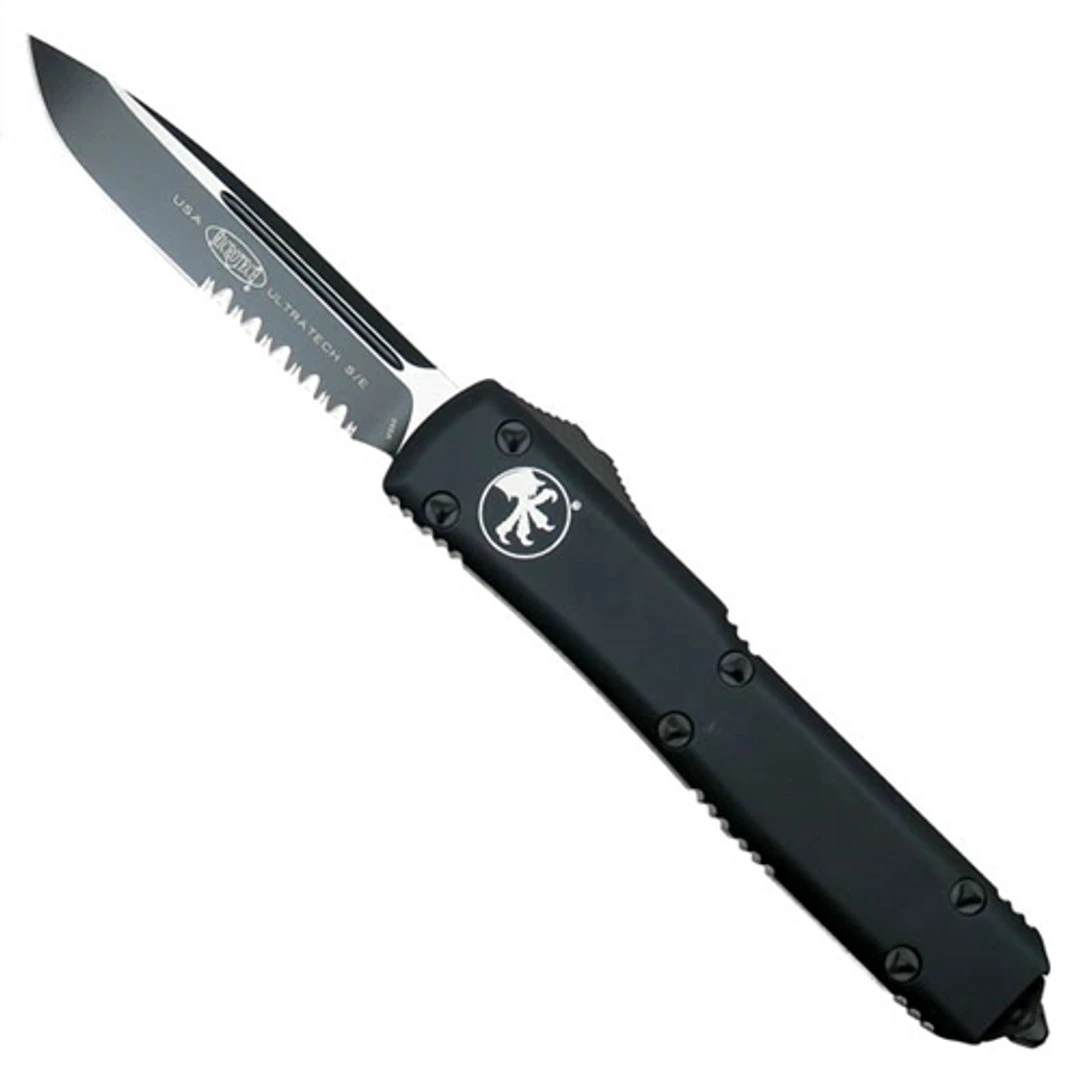 Microtech 121-2T Tactical Contoured Ultratech S/E OTF Auto Knife, Black Combo Blade 3 Microtech 121-2T Tactical Contoured Ultratech S/E OTF Auto Knife, Black Combo Blade