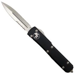 Microtech Contoured Ultratech D/E OTF Auto Knife, Stonewash Combo Blade