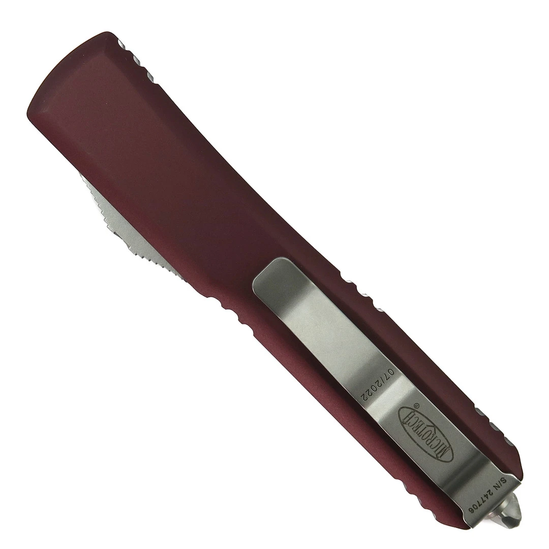 Microtech Merlot Ultratech OTF Auto Knife, Full Serrated Satin Dagger Blade 4 Microtech Merlot Ultratech OTF Auto Knife, Full Serrated Satin Dagger Blade - Image 2