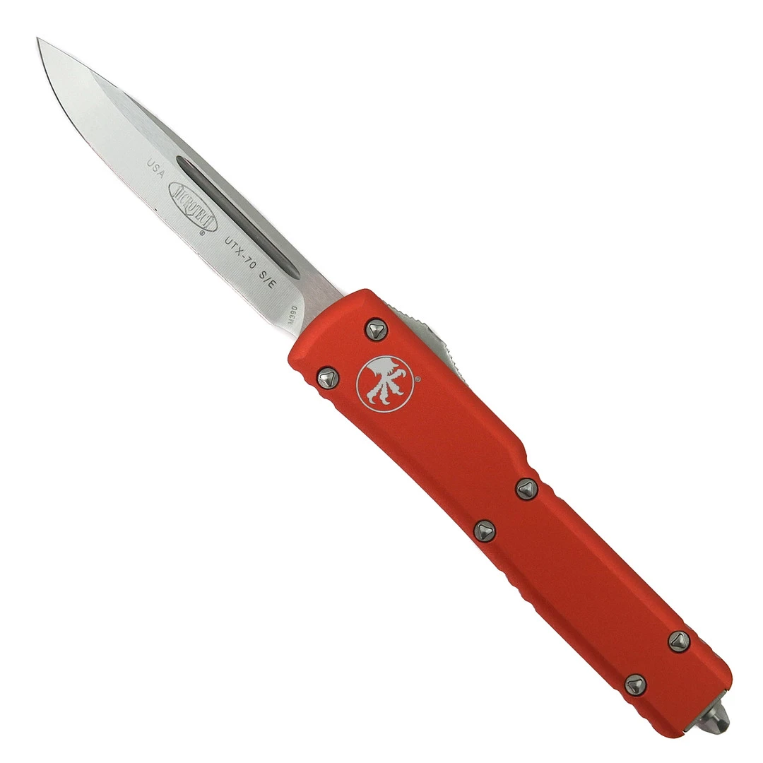 Microtech Orange UTX70 OTF Knife, Stonewash Plain Blade 3 Microtech Orange UTX70 OTF Knife, Stonewash Plain Blade