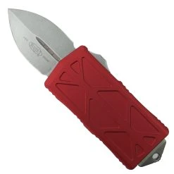Microtech Red Exocet OTF Auto Knife, Stonewash Blade