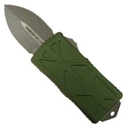 Microtech OD Green Exocet OTF Auto Knife, Bronze Apocalyptic Blade