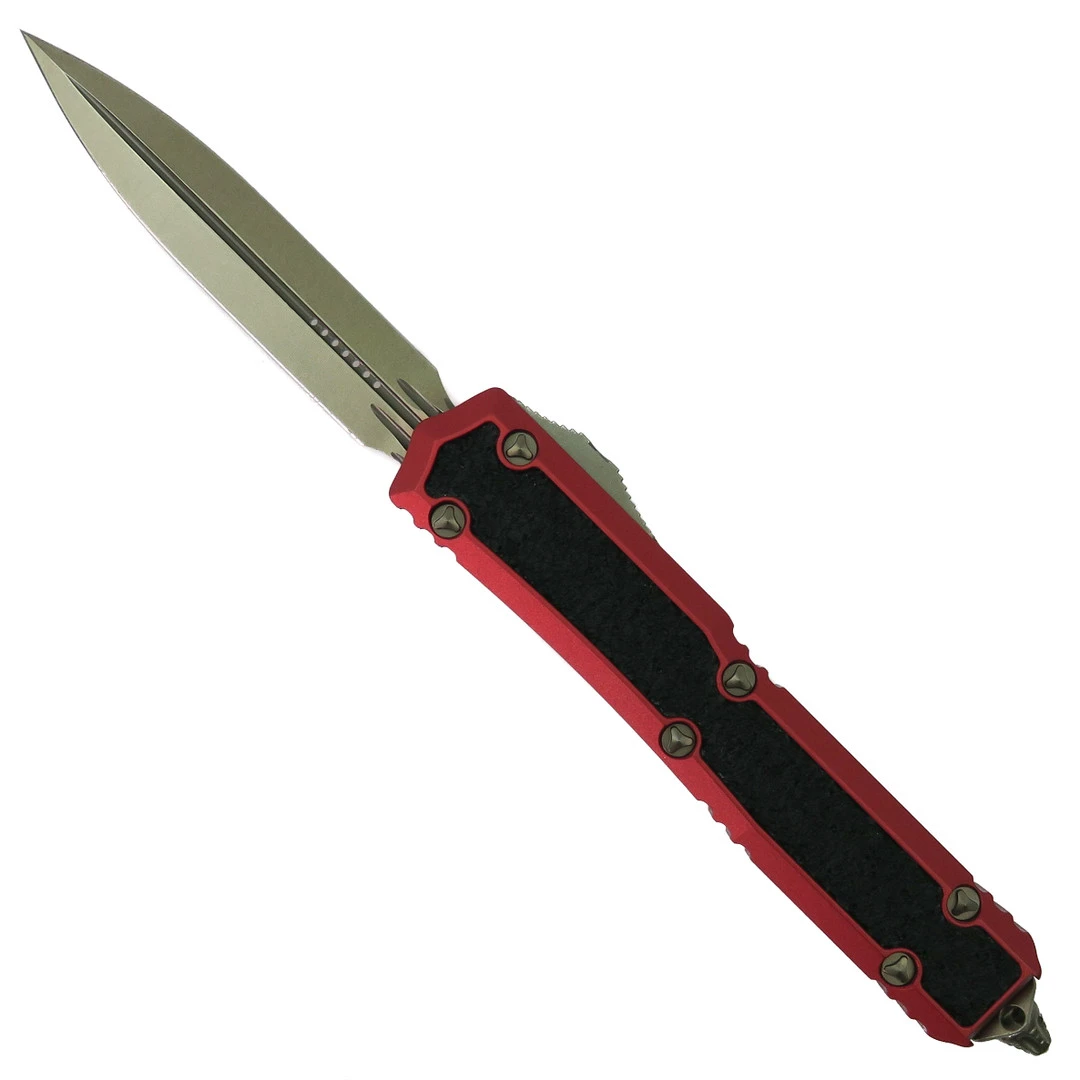 Microtech Signature Series Red Makora OTF Knife, Bronzed Dagger Blade 3 Microtech Signature Series Red Makora OTF Knife, Bronzed Dagger Blade